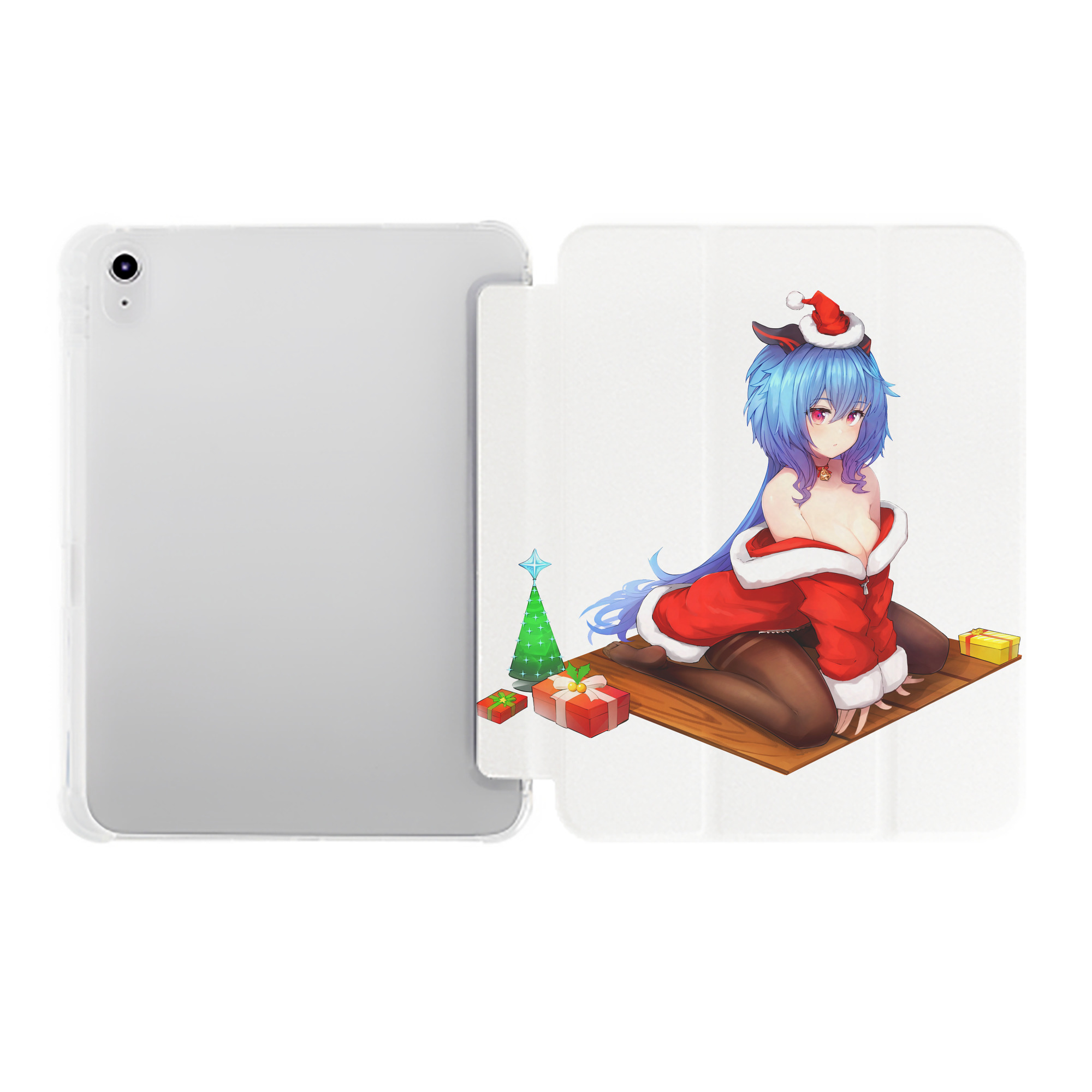 げんし神 甘雨 かんう genshin Ganyu IPad ケース ペン収納付き 三つ折りスタンド PUレザー×シリコン 対応機種9.5/10.5/10.9インチ